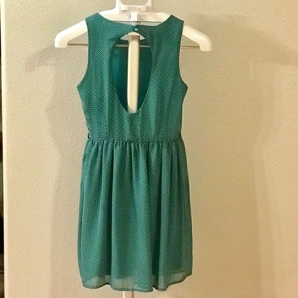 Turquoise Open Back Dress - Picture 2 of 2